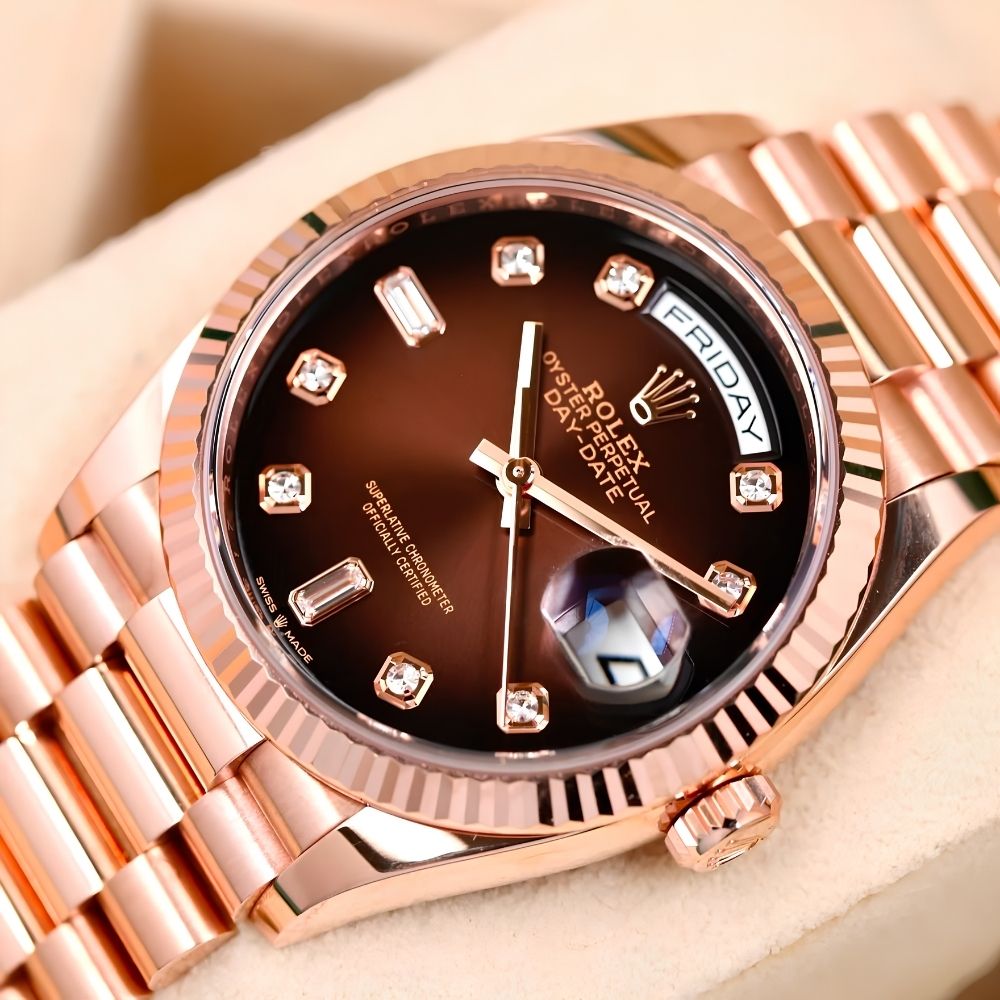 Rolex Day-Date 128235 Ombre Nâu Diamonds - Ảnh 4