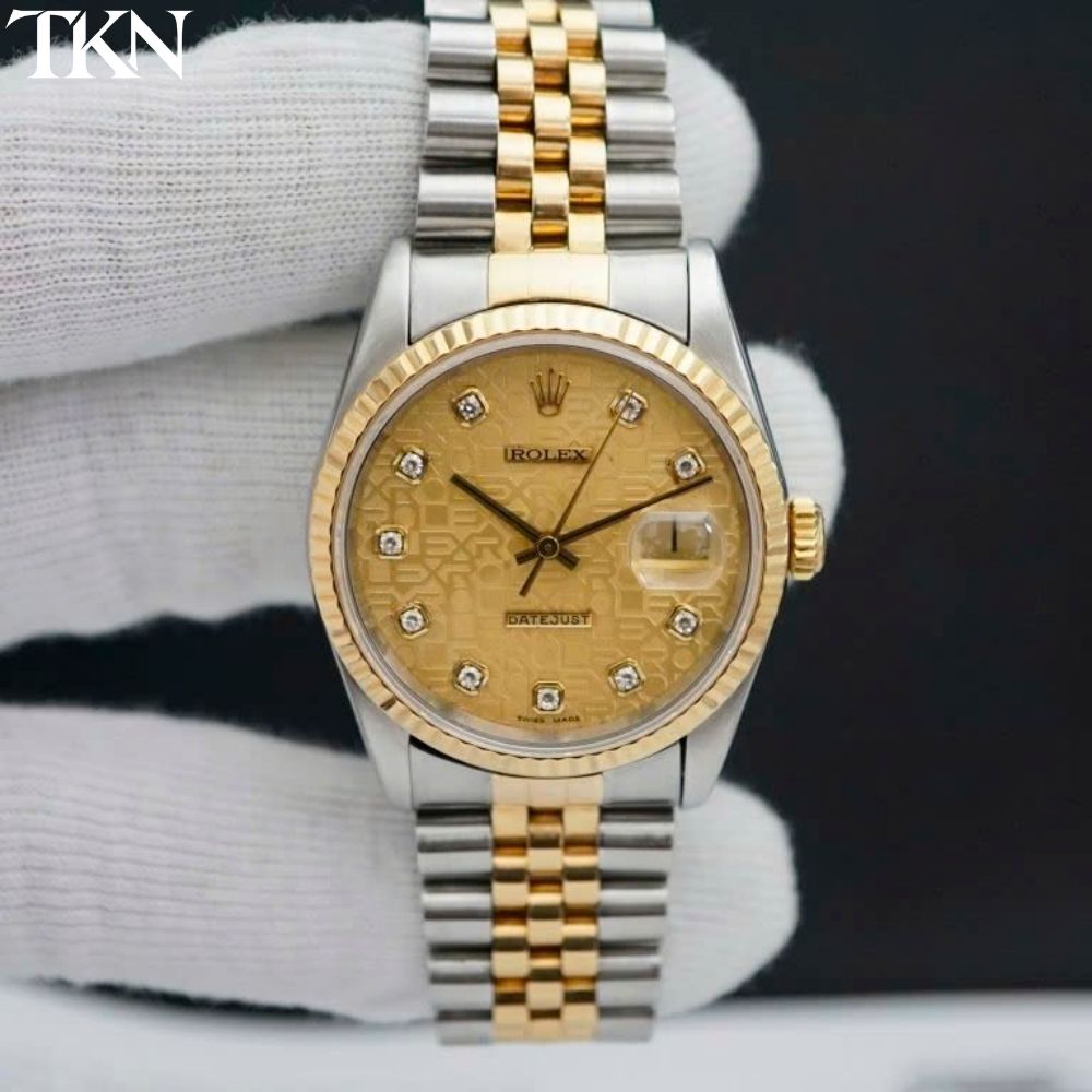 Rolex Datejust 16233 Mặt Vi Tính Vàng Diamonds
