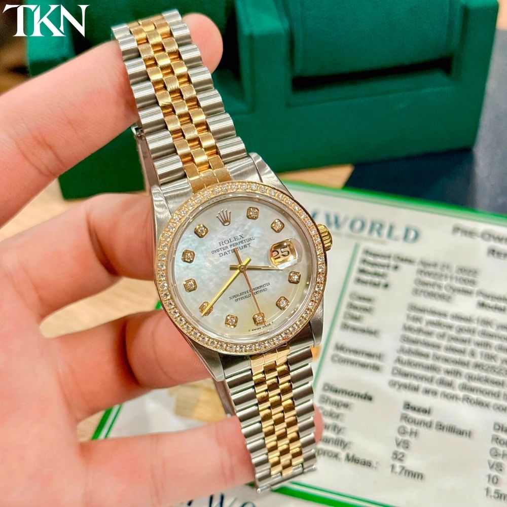 Rolex Datejust 16233 Mặt Xà Cừ Custom Diamonds - Ảnh 2