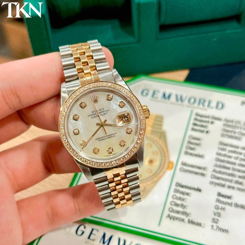 Rolex Datejust 16233 Mặt Xà Cừ Custom Diamonds