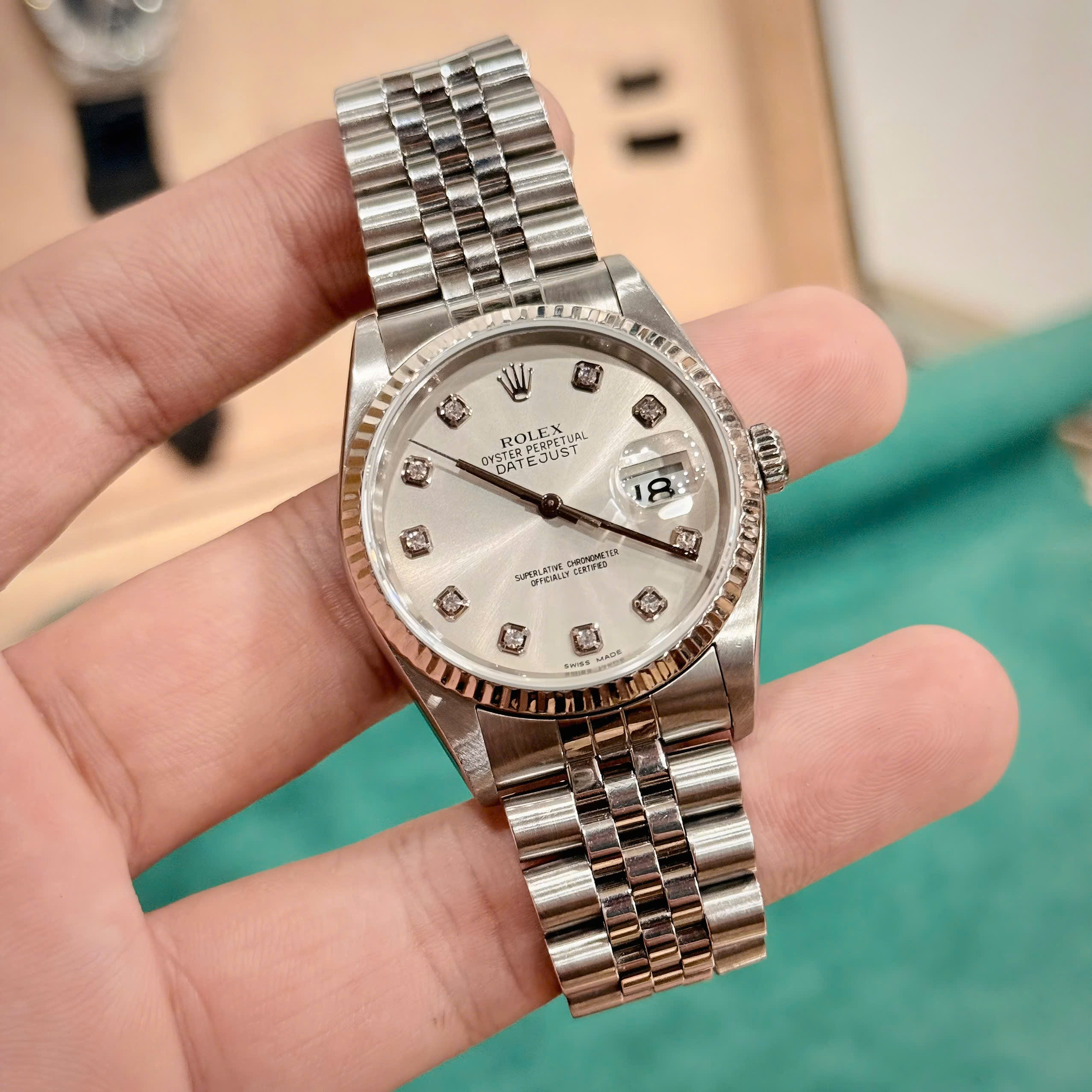 Rolex Datejust 16234 Silver Diamonds