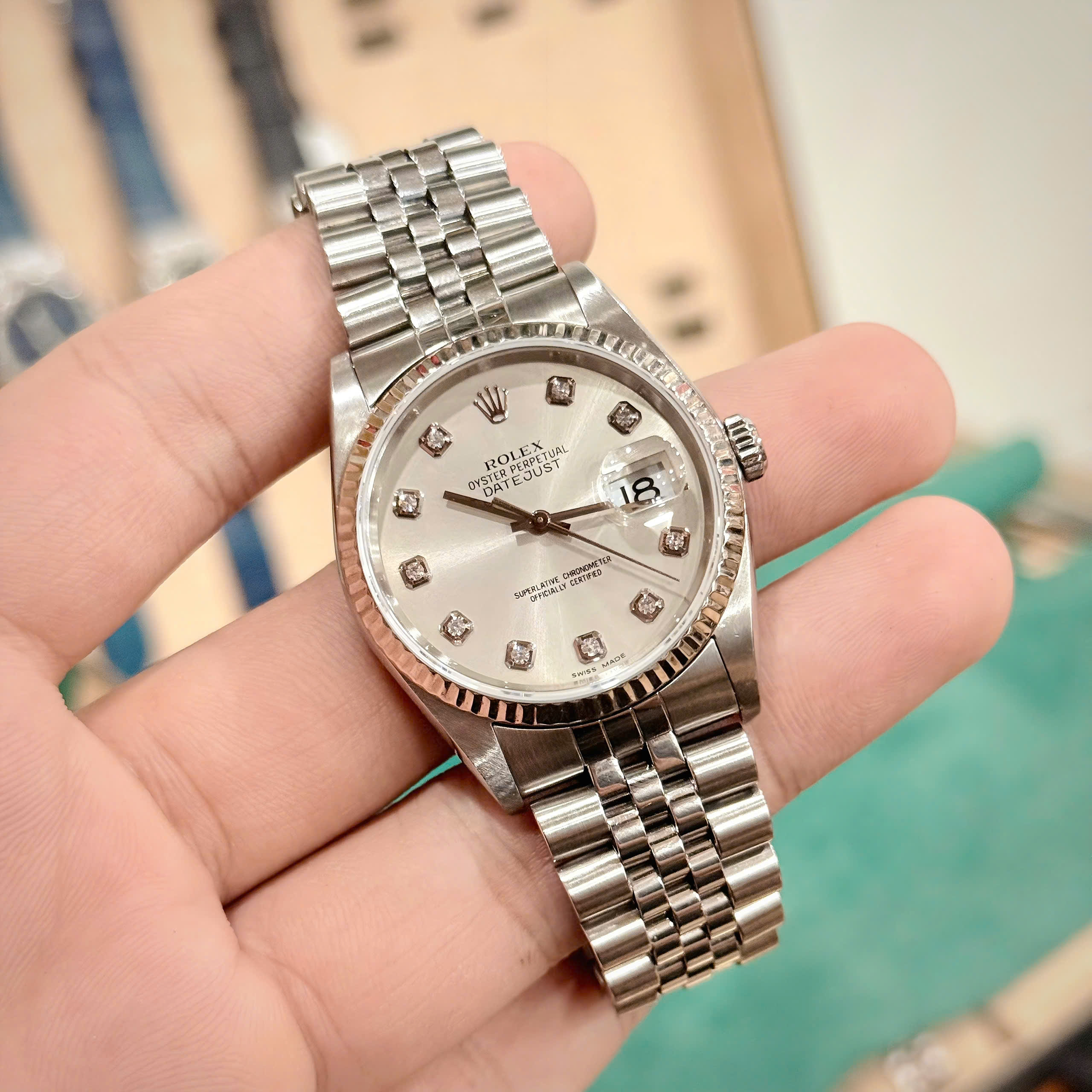 Rolex Datejust 16234 Silver Diamonds - Ảnh 2