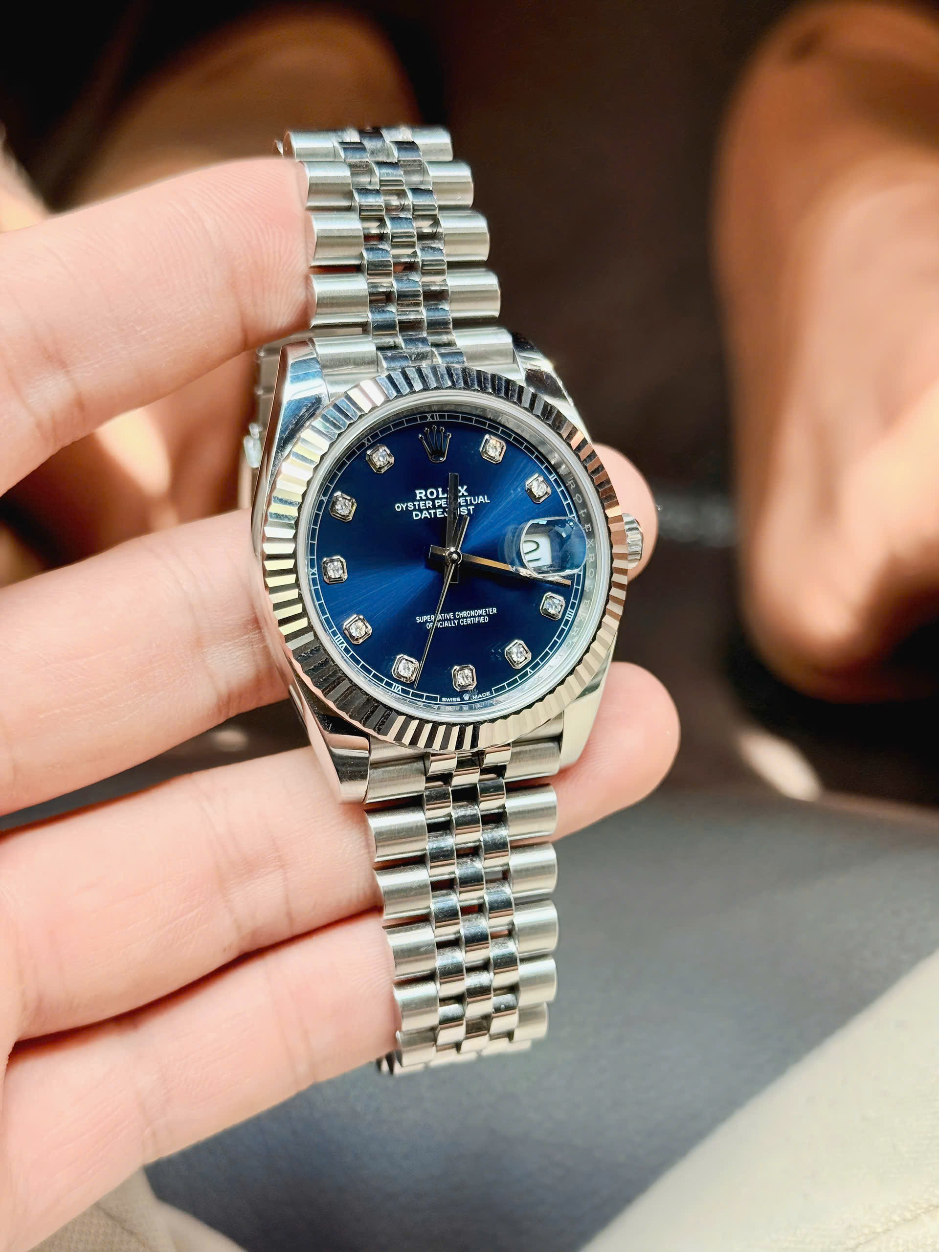 Rolex Datejust 126334 Xanh Dương Diamonds - Ảnh 4