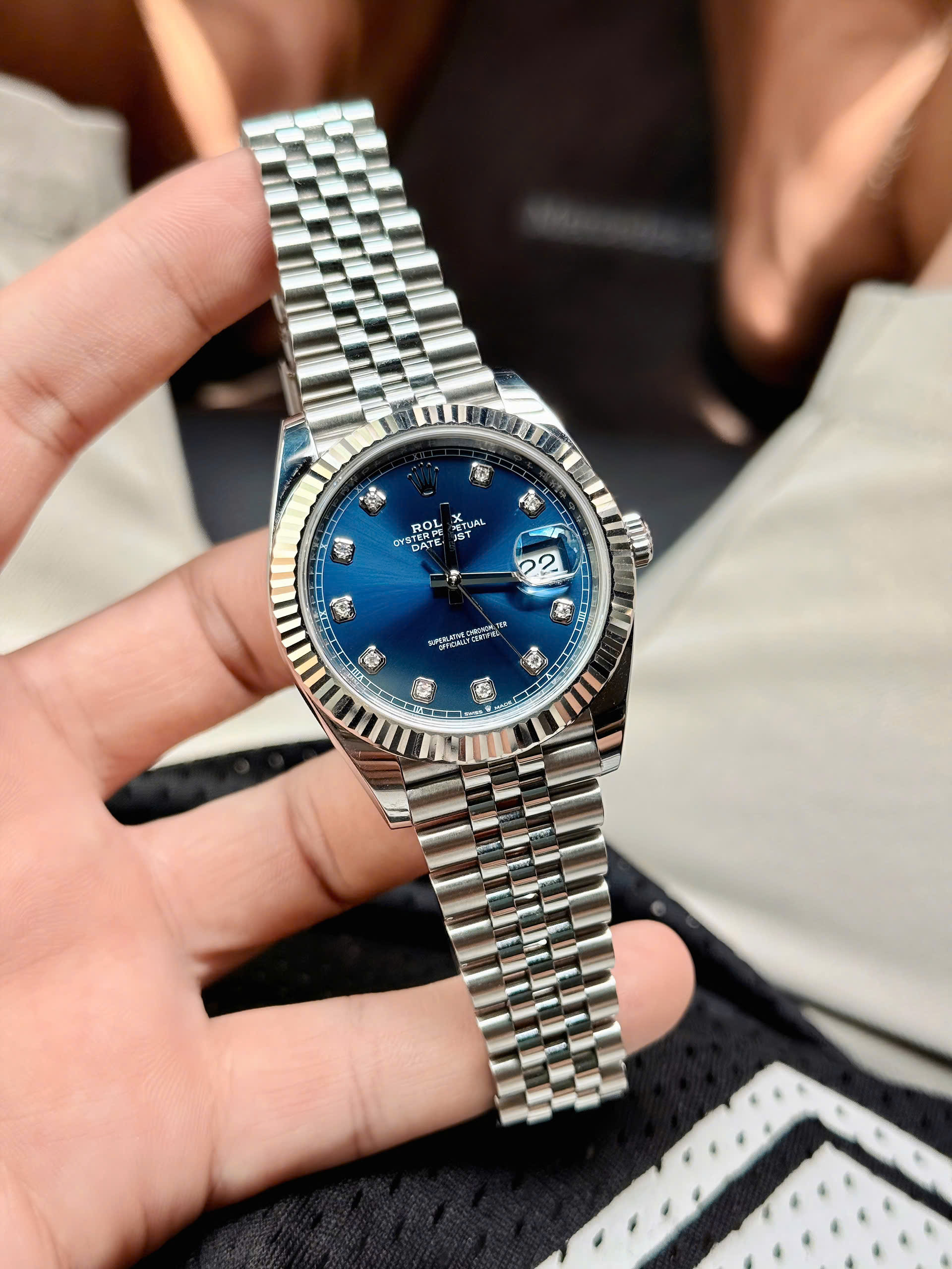 Rolex Datejust 126334 Xanh Dương Diamonds - Ảnh 7