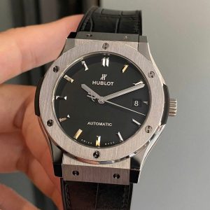 Hublot Classic Fusion Titanium Đen Dây Da Cá Sấu