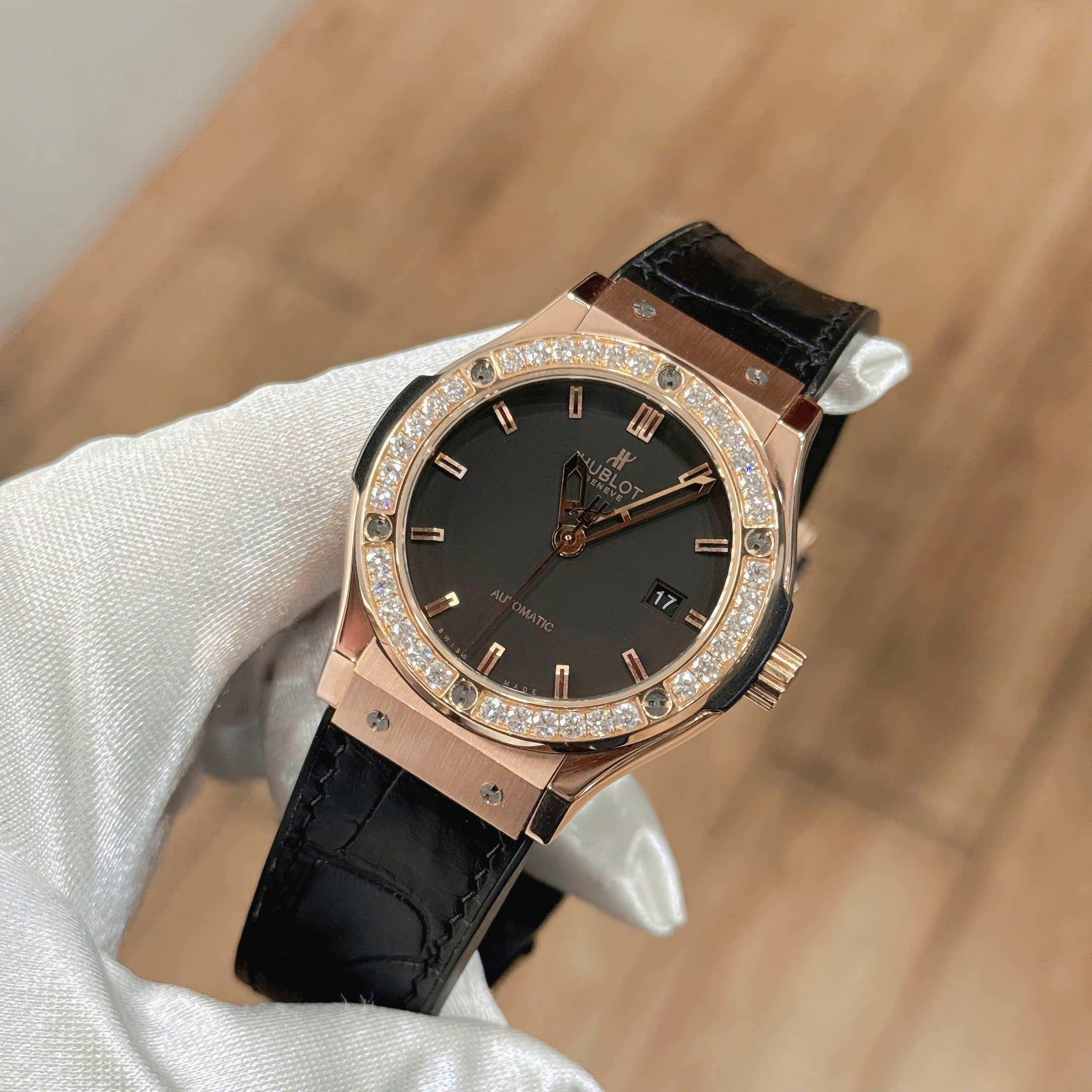 Hublot Classic Fusion King Gold Vành Kim Dây Da Cá Sấu - Ảnh 5