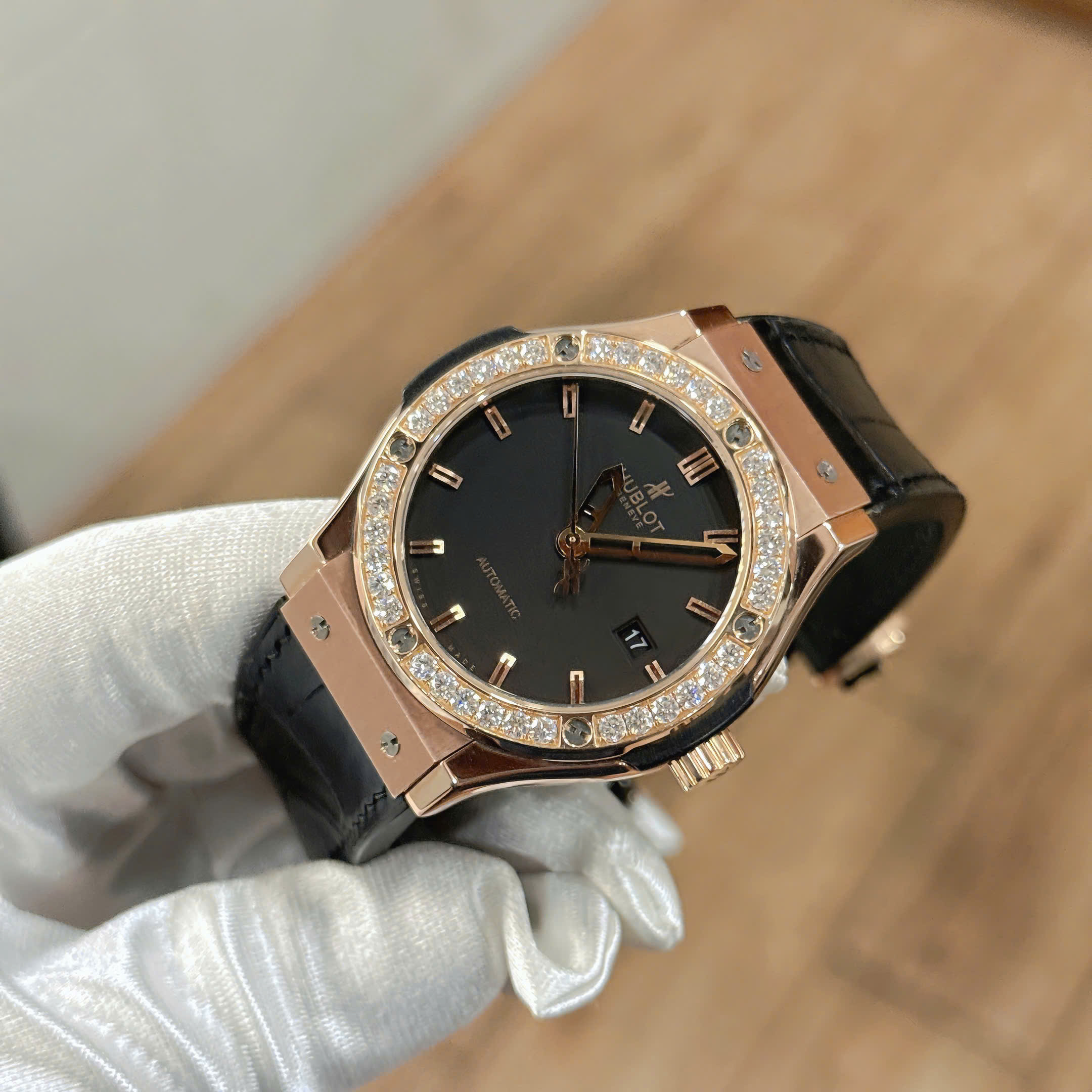 Hublot Classic Fusion King Gold Vành Kim Dây Da Cá Sấu - Ảnh 3