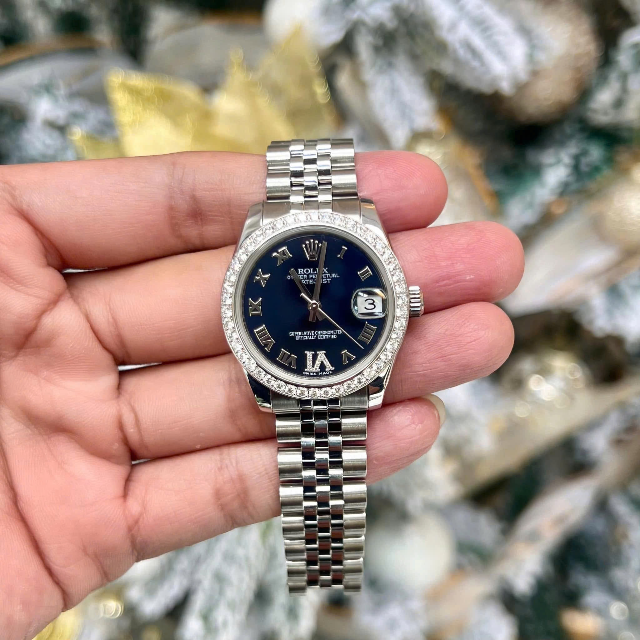 Rolex Datejust 178384 31 Xanh Dương Cọc La Mã - Ảnh 5
