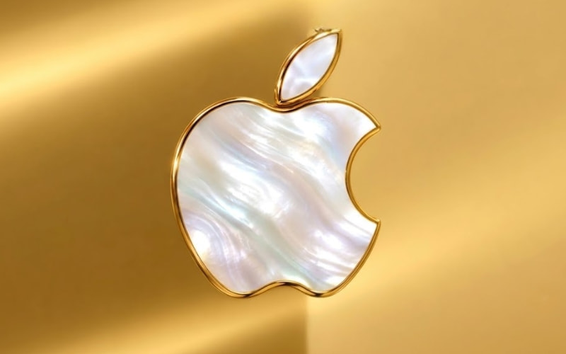 Logo Apple sử sụng chất liệu xà cừ trắng