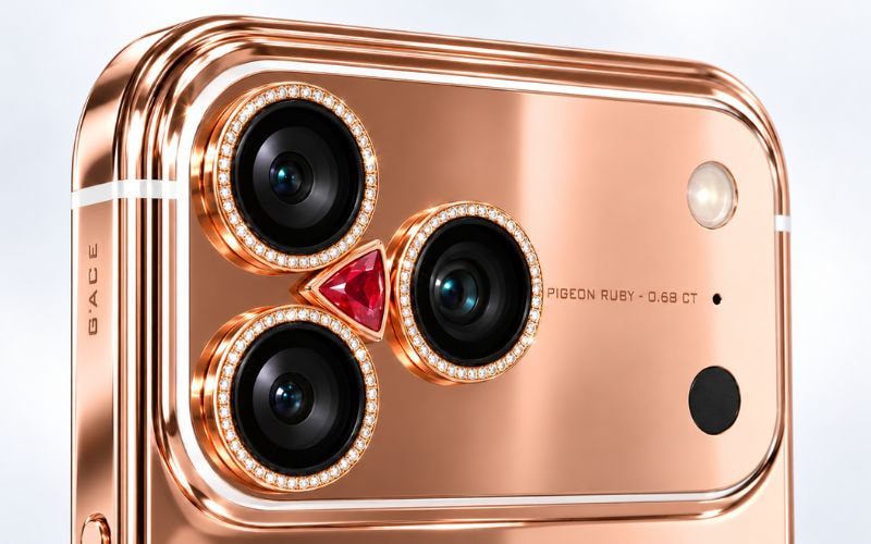 Pigeon Red Ruby 0,68 CT giữa cụm camera