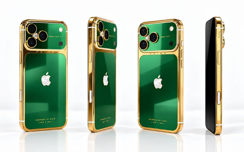iPhone 18 Pro Max PRIME Classic Gold Emerald DLC Ft. Diamond