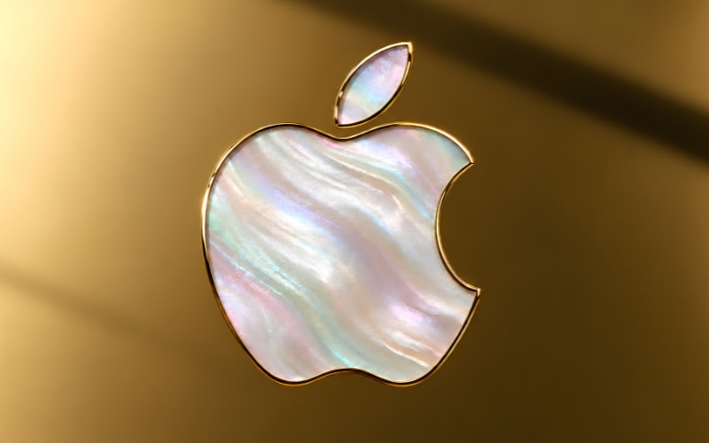Logo Apple bằng xà cừ trắng tinh tế